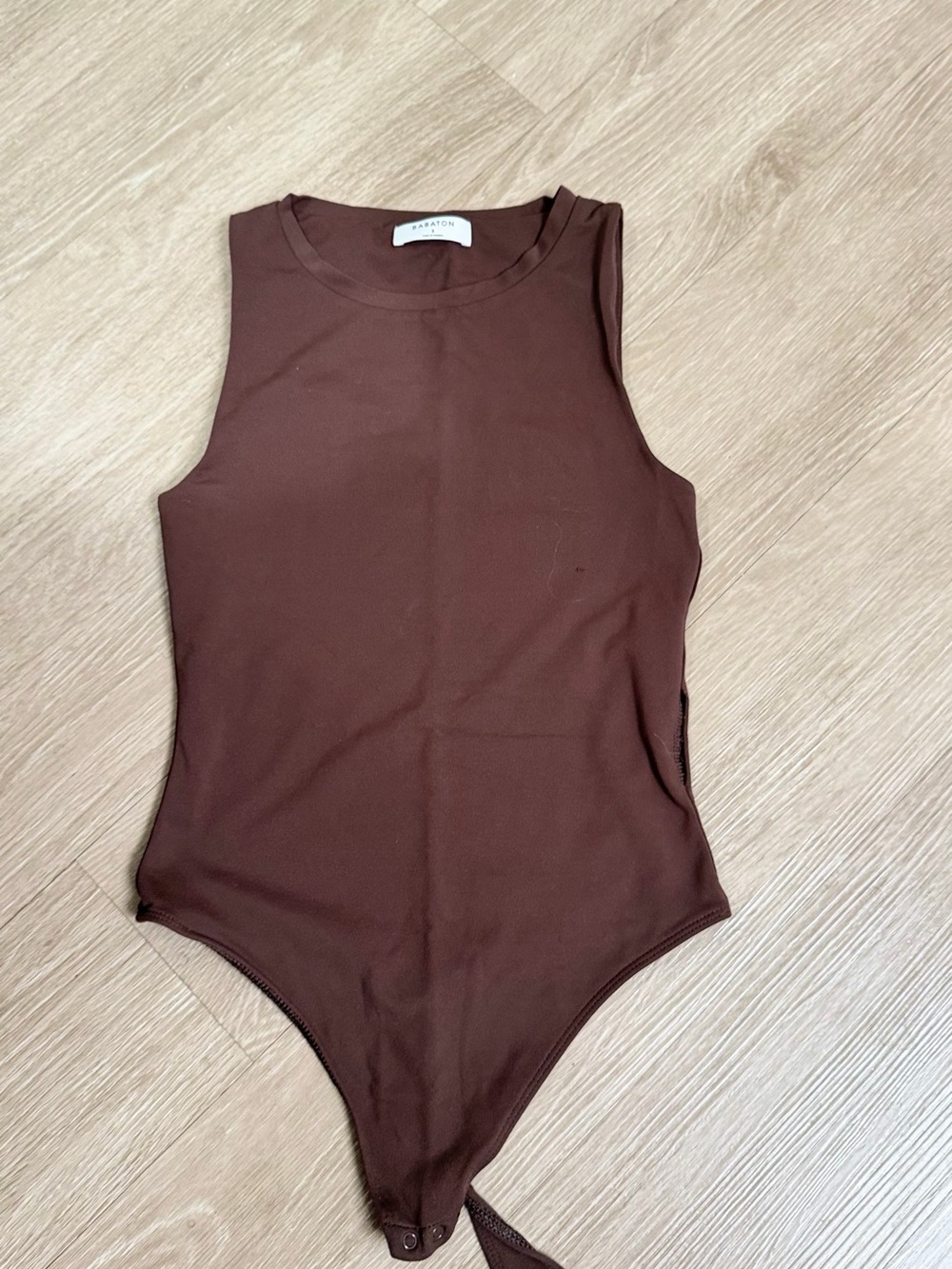 Babaton Sleeveless Brown Ribbed  Bodysuit